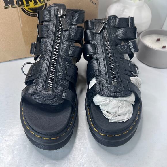 Dr Martens Olson Milled Nappa Platform Zip Up Gladiator Sandals Black Women's 9 - Picture 5 of 12